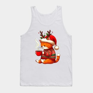 I Love Coffee Christmas And Cats, Cat And Coffee Tank Top